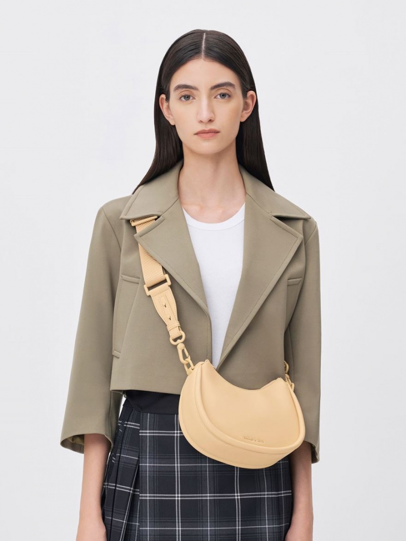 Charles And Keith Lana Curved Shoulder Bags Beige | PHILIPPINES Y905