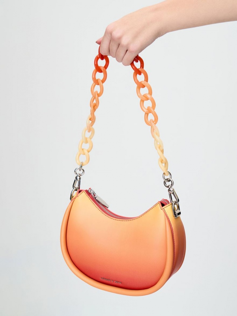 Charles And Keith Lana Curved Shoulder Bags Orange | PHILIPPINES A781