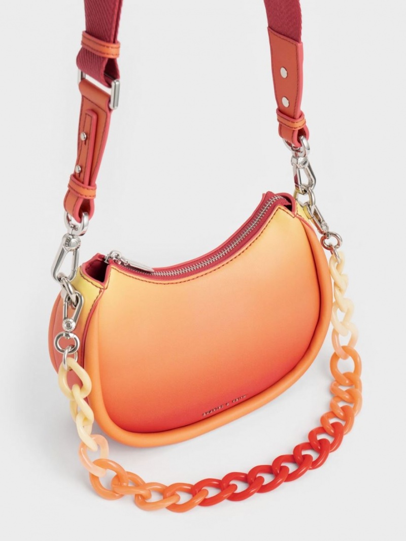 Charles And Keith Lana Curved Shoulder Bags Orange | PHILIPPINES A781