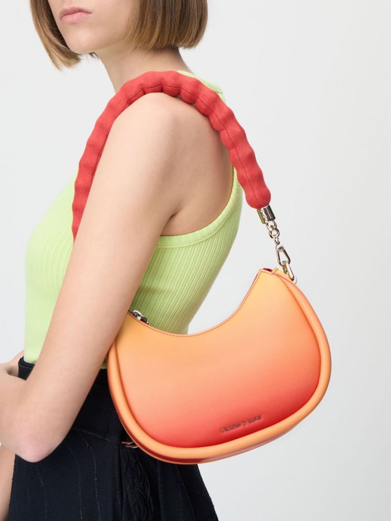 Charles And Keith Lana Curved Shoulder Bags Orange | PHILIPPINES A781