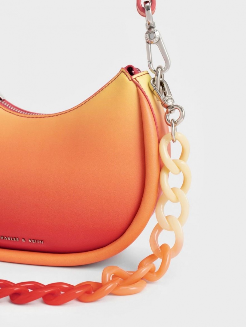 Charles And Keith Lana Curved Shoulder Bags Orange | PHILIPPINES A781