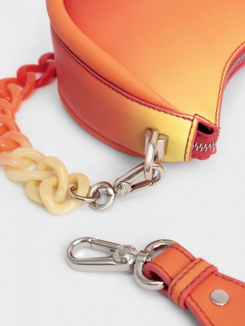 Charles And Keith Lana Curved Shoulder Bags Orange | PHILIPPINES A781