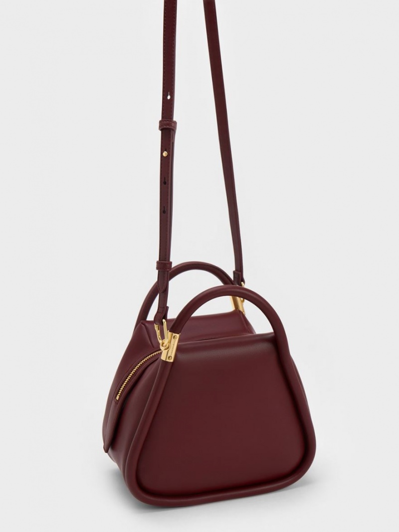 Charles And Keith Lara Geometric Tote Bags Dark Chocolate | PHILIPPINES G156