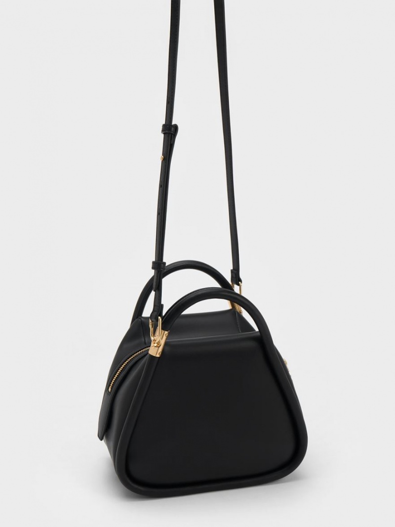 Charles And Keith Lara Geometric Tote Bags Black | PHILIPPINES M580