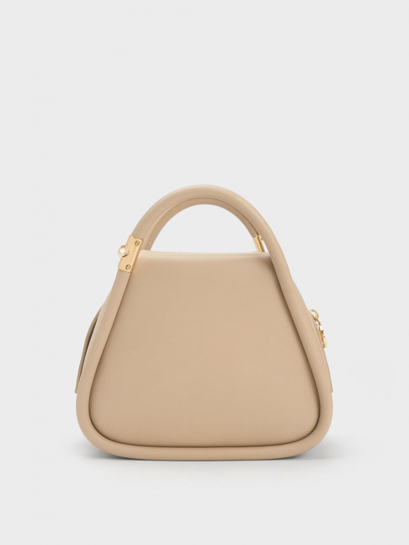 Charles And Keith Lara Geometric Tote Bags Beige | PHILIPPINES M187