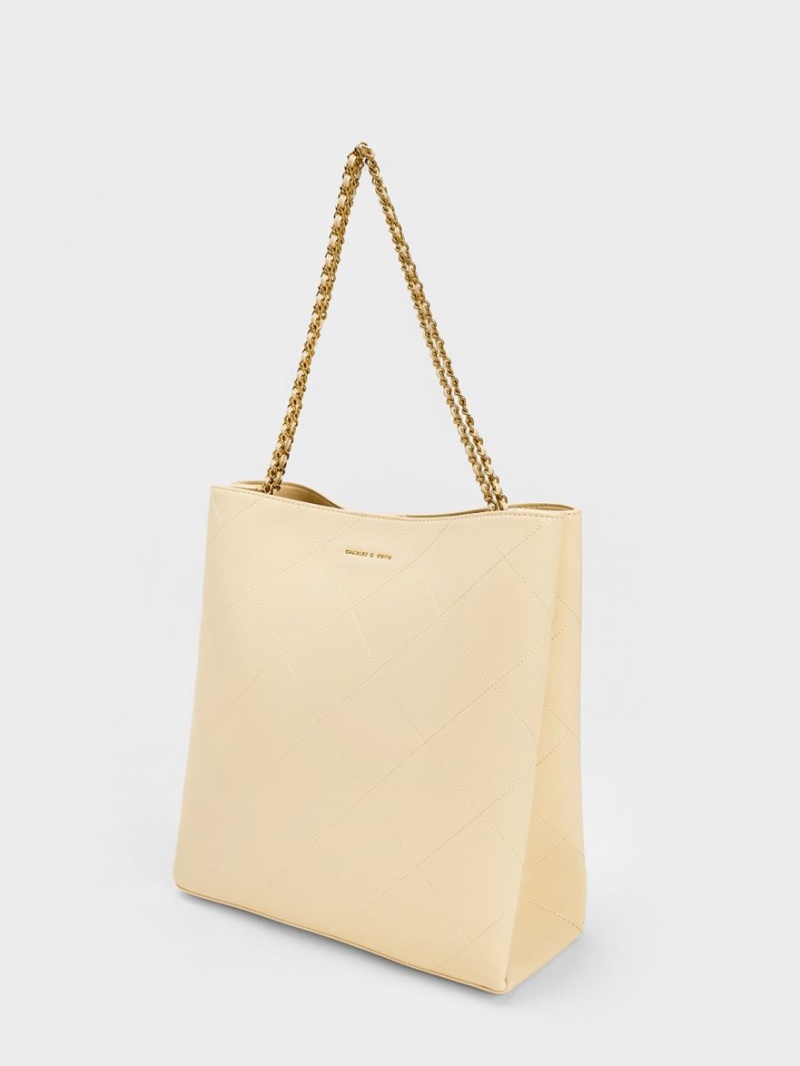 Charles And Keith Leia Braided Handle Tote Bags Beige | PHILIPPINES F478