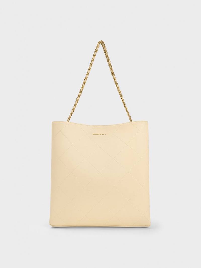 Charles And Keith Leia Braided Handle Tote Bags Beige | PHILIPPINES F478