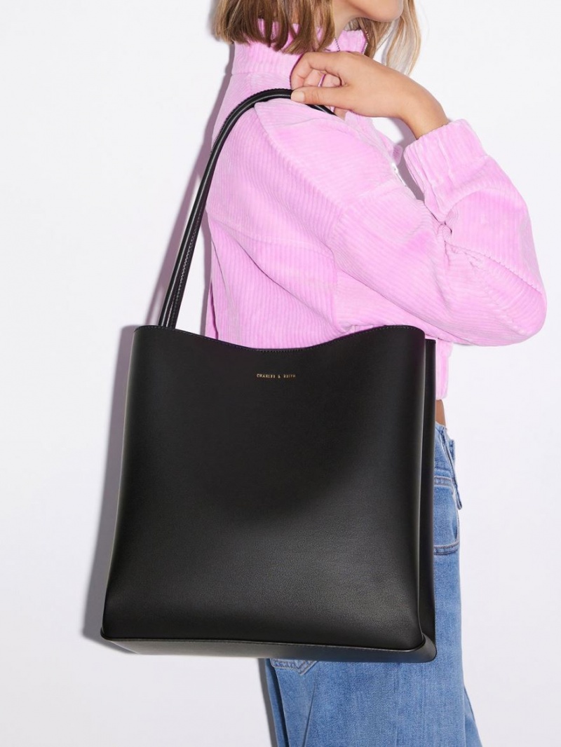 Charles And Keith Leia Tote Bags Black | PHILIPPINES C386