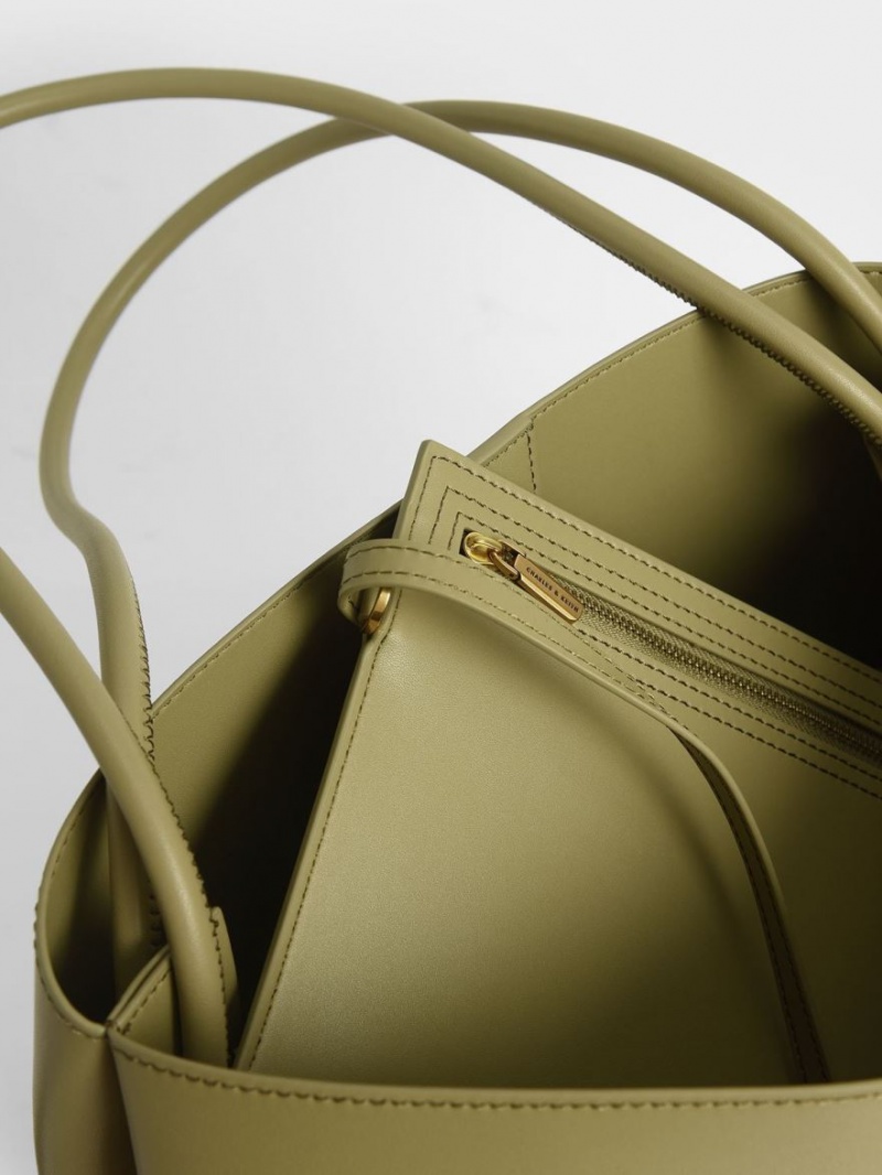 Charles And Keith Leia Tote Bags Olive | PHILIPPINES D107