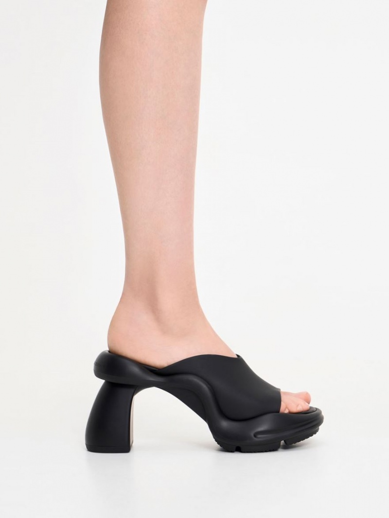 Charles And Keith Leila Sculptural Mules Black | PHILIPPINES D129