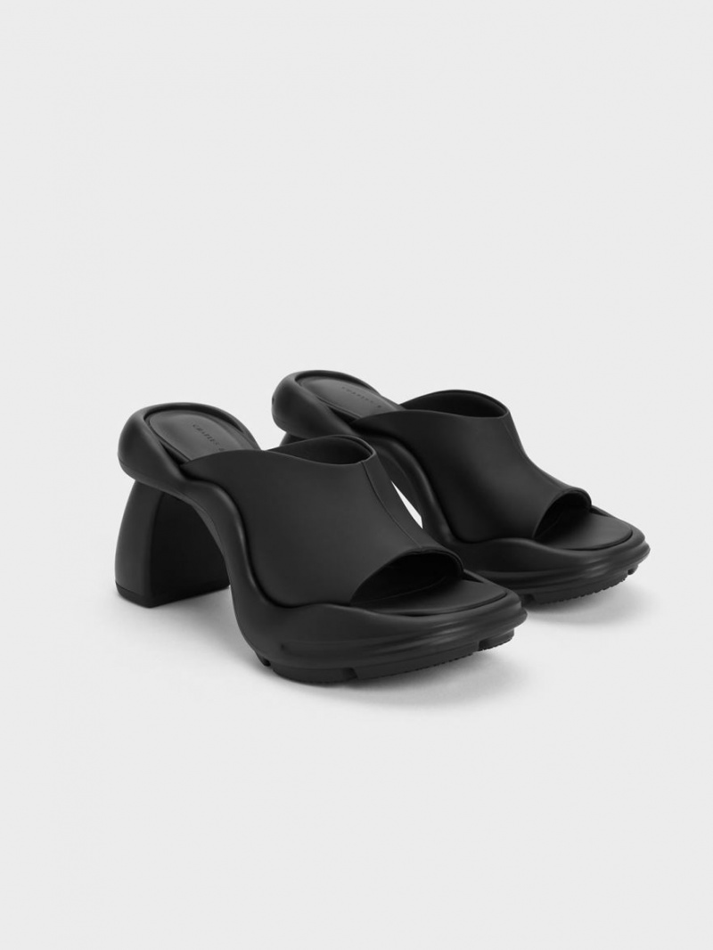 Charles And Keith Leila Sculptural Mules Black | PHILIPPINES D129