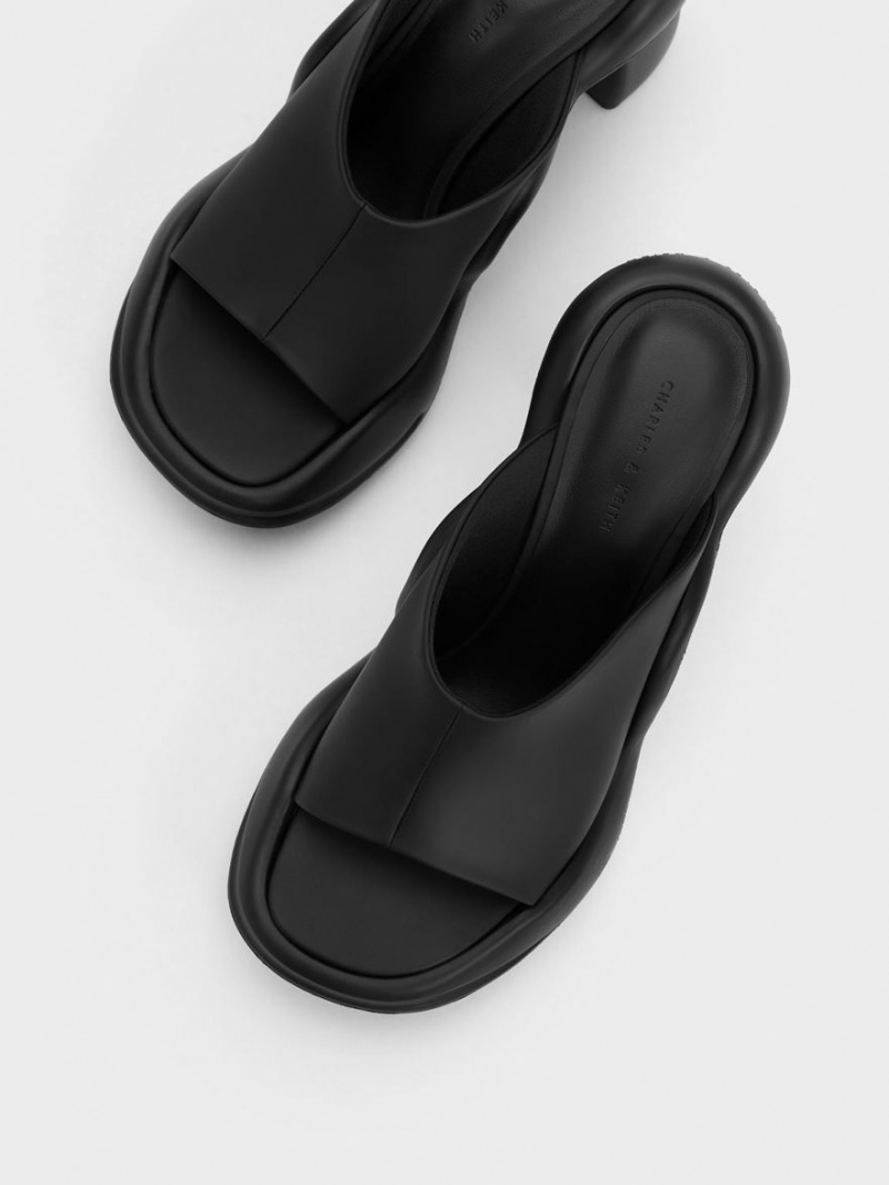 Charles And Keith Leila Sculptural Mules Black | PHILIPPINES D129