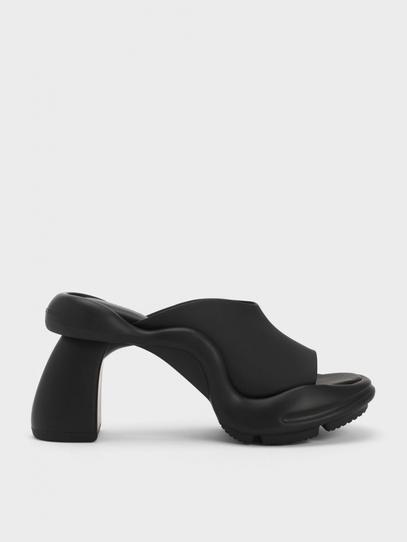 Charles And Keith Leila Sculptural Mules Black | PHILIPPINES D129