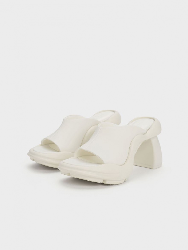 Charles And Keith Leila Sculptural Mules Cream | PHILIPPINES F794