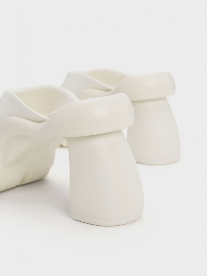 Charles And Keith Leila Sculptural Mules Cream | PHILIPPINES F794