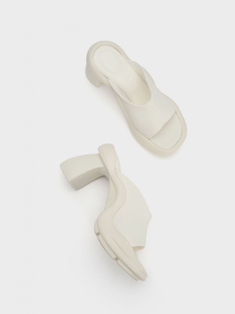 Charles And Keith Leila Sculptural Mules Cream | PHILIPPINES F794