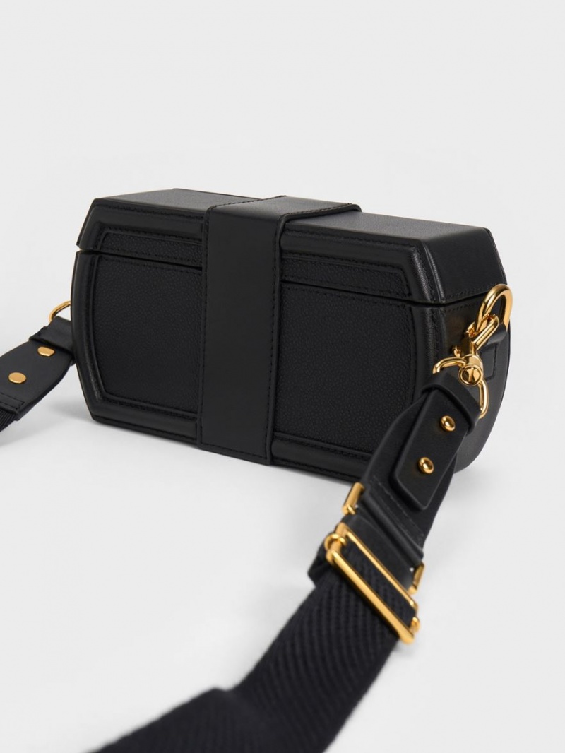 Charles And Keith Leona Belted Geometric Clutch Bag Black | PHILIPPINES T546