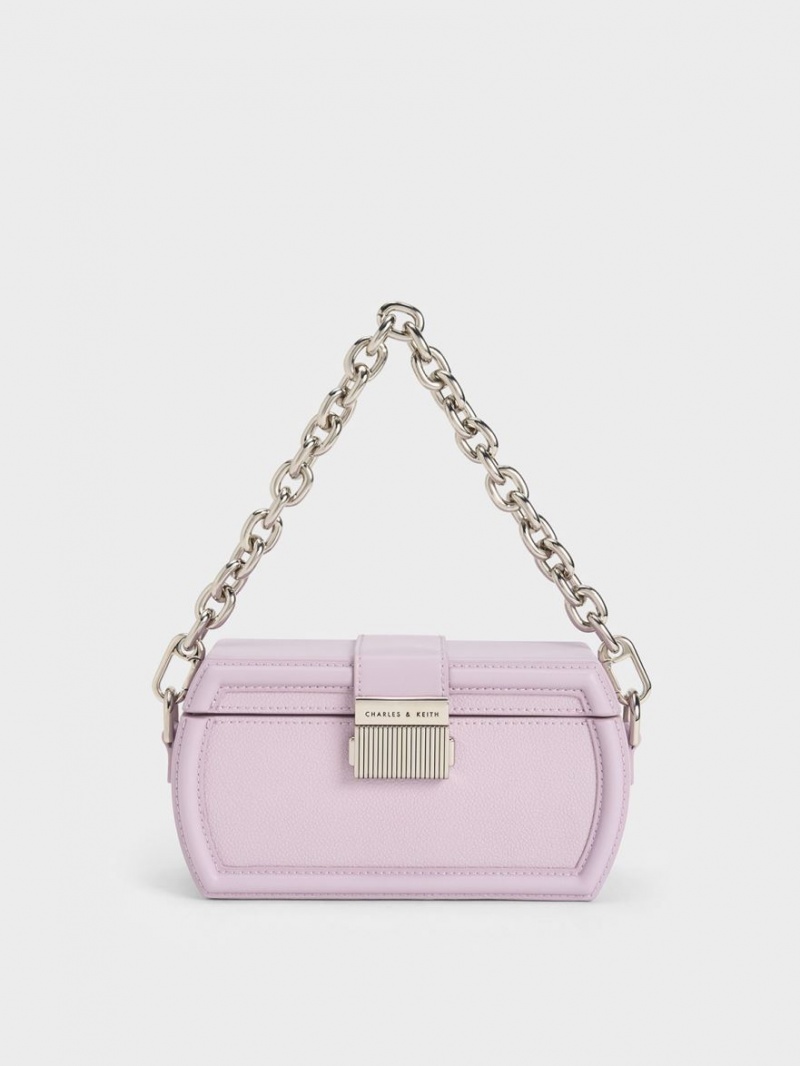 Charles And Keith Leona Belted Geometric Clutch Bag Purple | PHILIPPINES R289