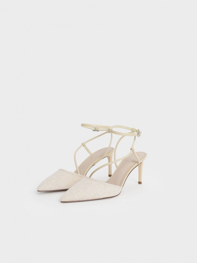 Charles And Keith Linen Asymmetric Pumps Beige | PHILIPPINES S894