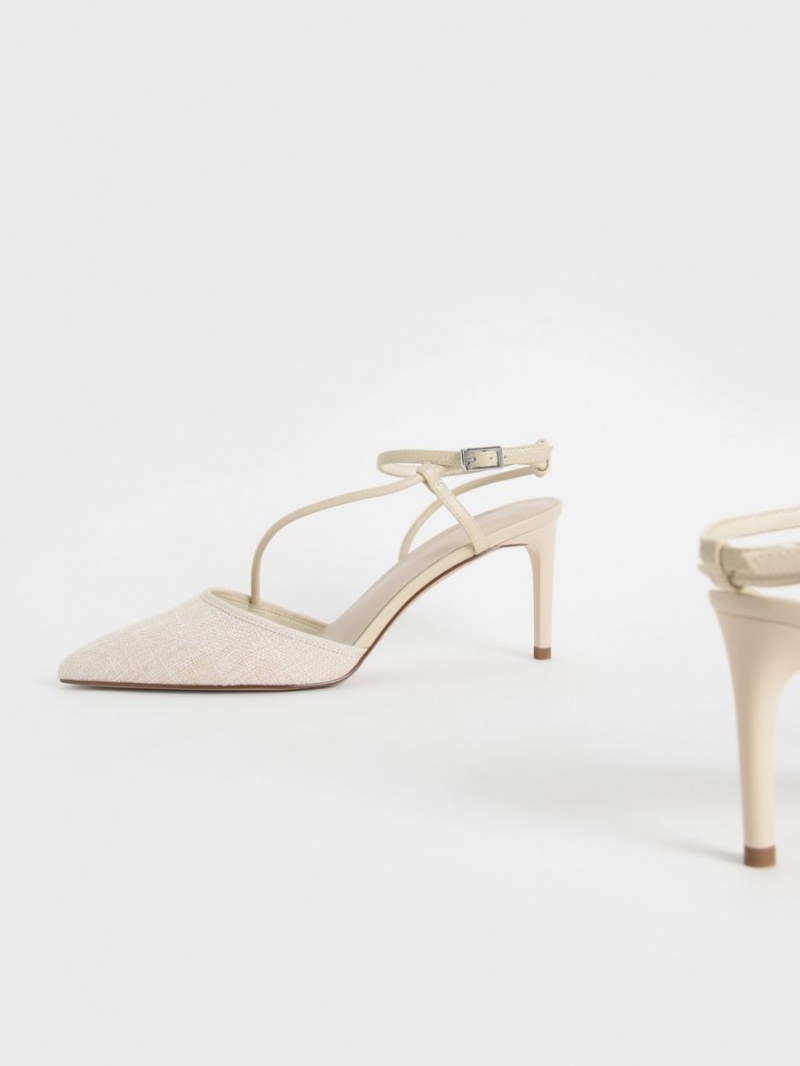 Charles And Keith Linen Asymmetric Pumps Beige | PHILIPPINES S894