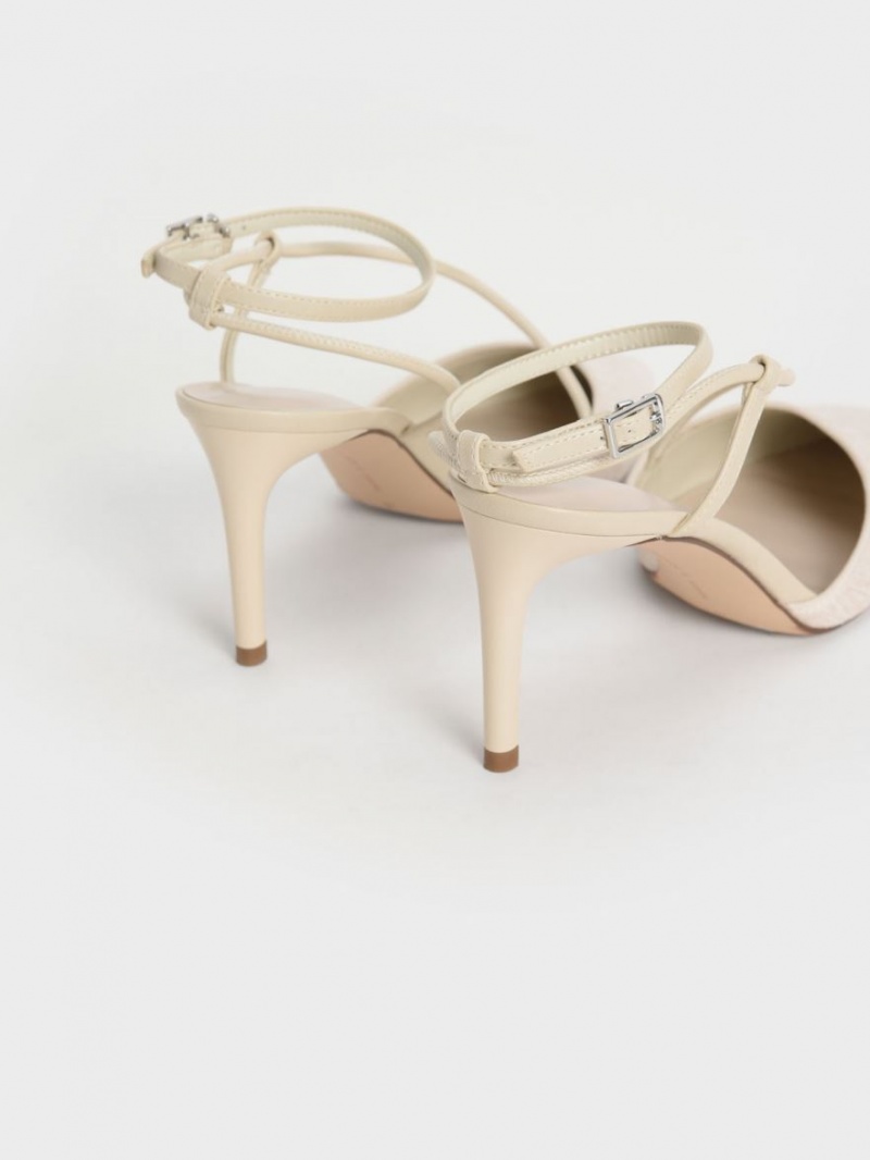 Charles And Keith Linen Asymmetric Pumps Beige | PHILIPPINES S894