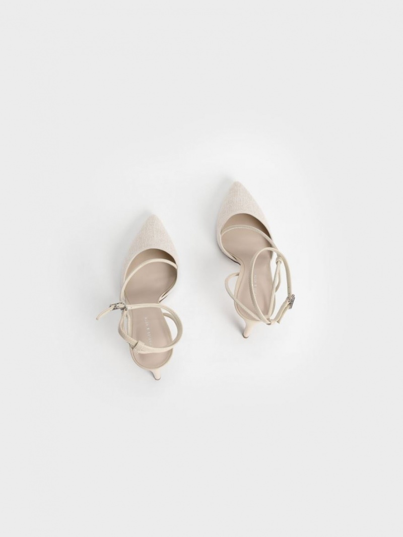 Charles And Keith Linen Asymmetric Pumps Beige | PHILIPPINES S894