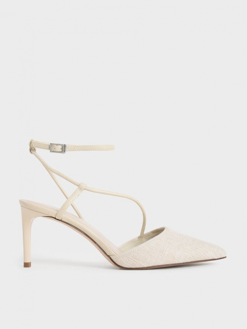 Charles And Keith Linen Asymmetric Pumps Beige | PHILIPPINES S894