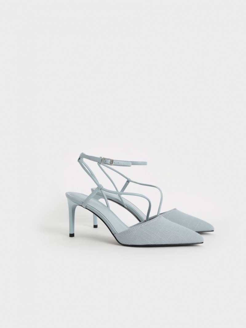 Charles And Keith Linen Asymmetric Pumps Light Blue | PHILIPPINES A653