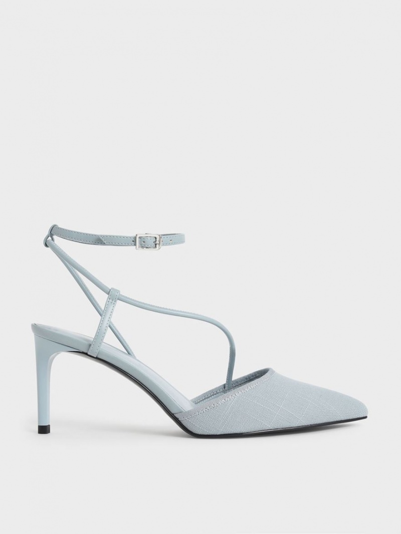 Charles And Keith Linen Asymmetric Pumps Light Blue | PHILIPPINES A653