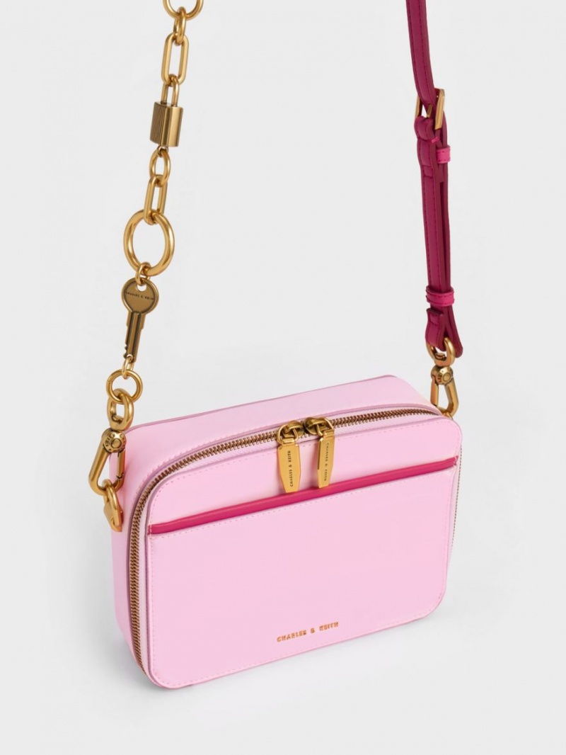 Charles And Keith Lock & Key Chain Handbag Pink | PHILIPPINES Q013