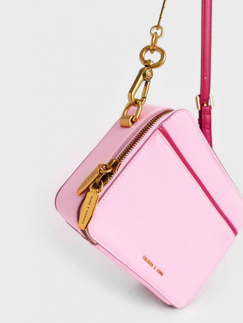 Charles And Keith Lock & Key Chain Handbag Pink | PHILIPPINES Q013