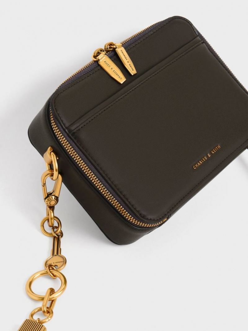 Charles And Keith Lock & Key Chain Handbag Black | PHILIPPINES P374