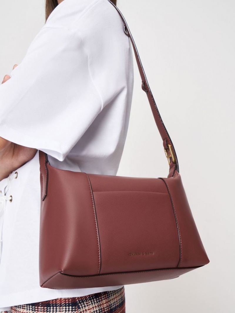 Charles And Keith Lorain Shoulder Bags Chocolate | PHILIPPINES R315