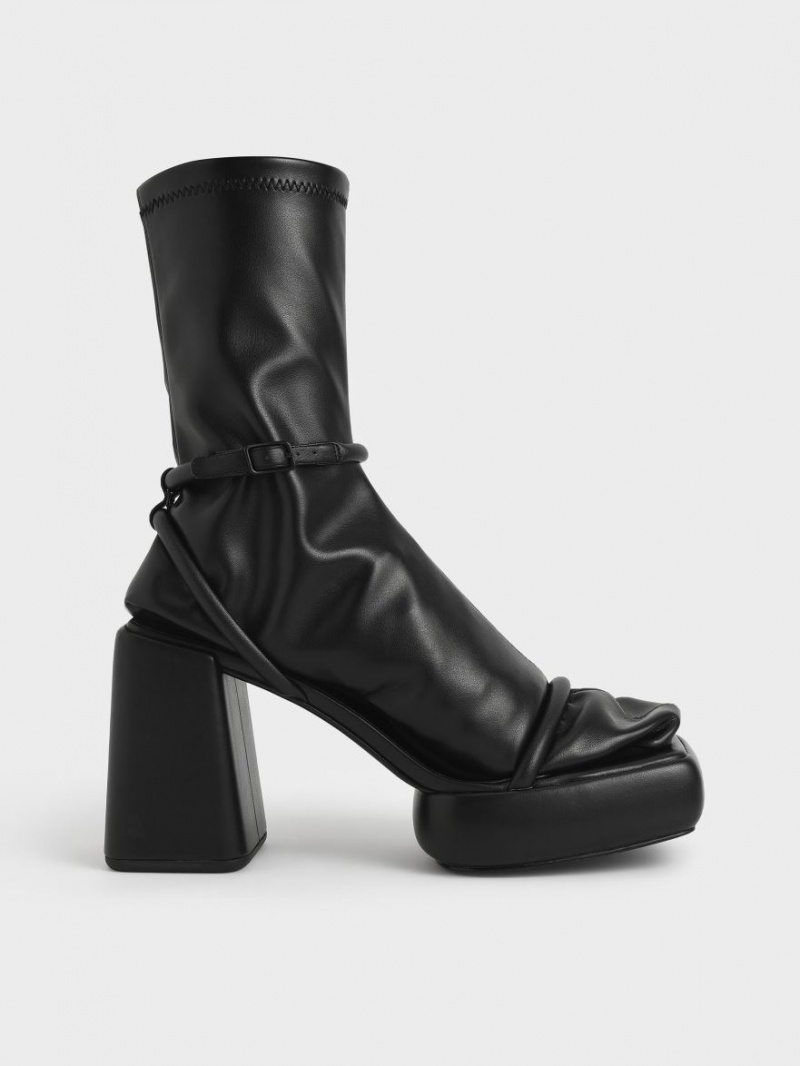 Charles And Keith Lucile Calf Platform Boots Black | PHILIPPINES A384