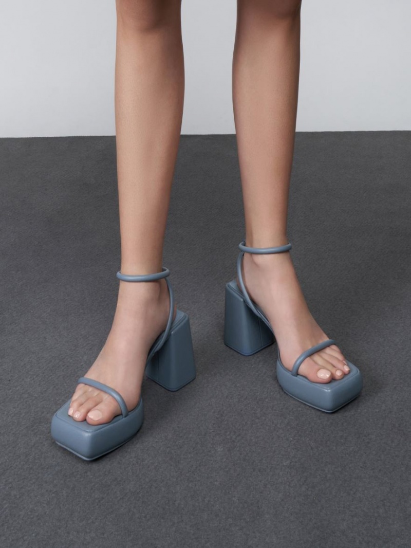 Charles And Keith Lucile Calf Platform Boots Blue | PHILIPPINES V058