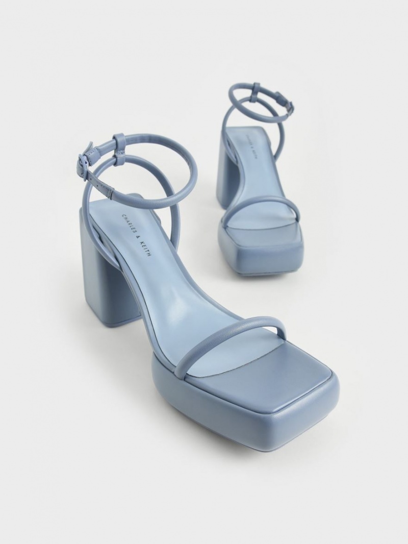 Charles And Keith Lucile Calf Platform Boots Blue | PHILIPPINES V058