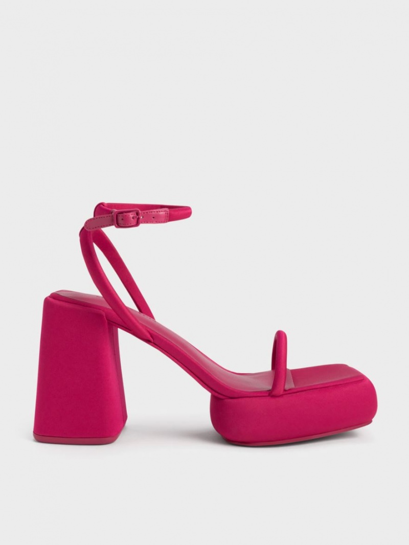 Charles And Keith Lucile Satin Platform Sandals Red | PHILIPPINES K623