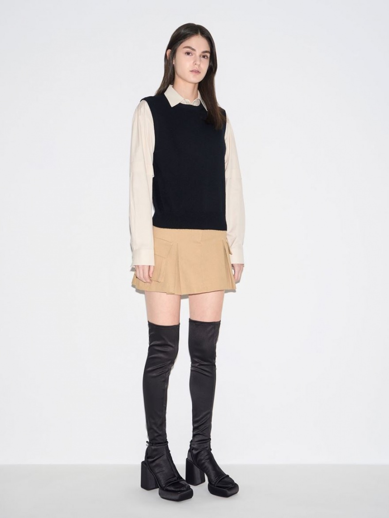 Charles And Keith Lucile Satin Thigh High Boots Black | PHILIPPINES Y419