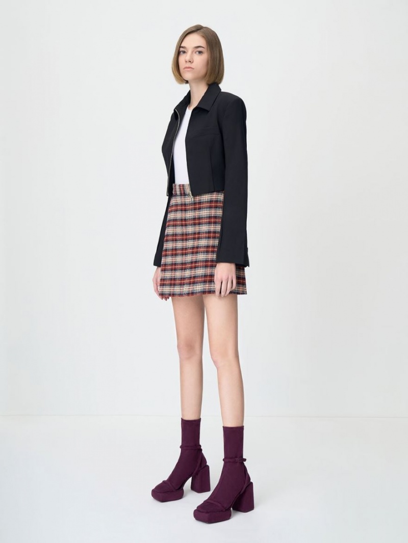 Charles And Keith Lucile Textured Calf Platform Boots Burgundy | PHILIPPINES T026