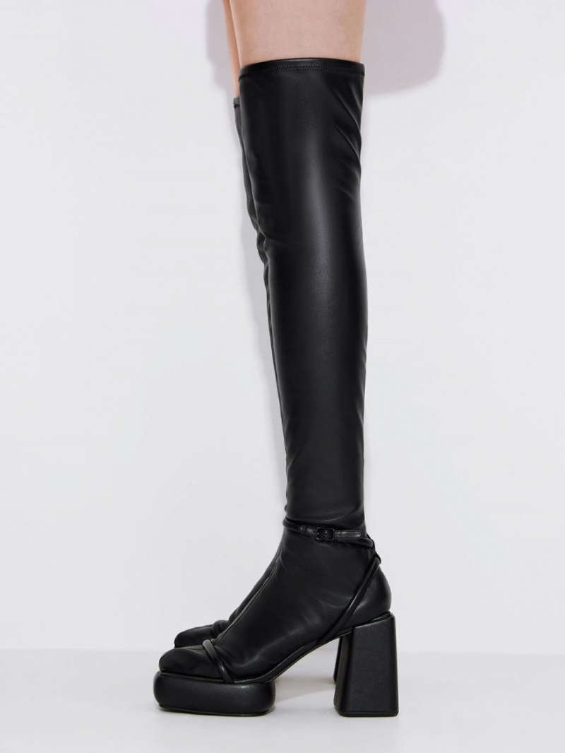 Charles And Keith Lucile Thigh High Boots Black | PHILIPPINES L457