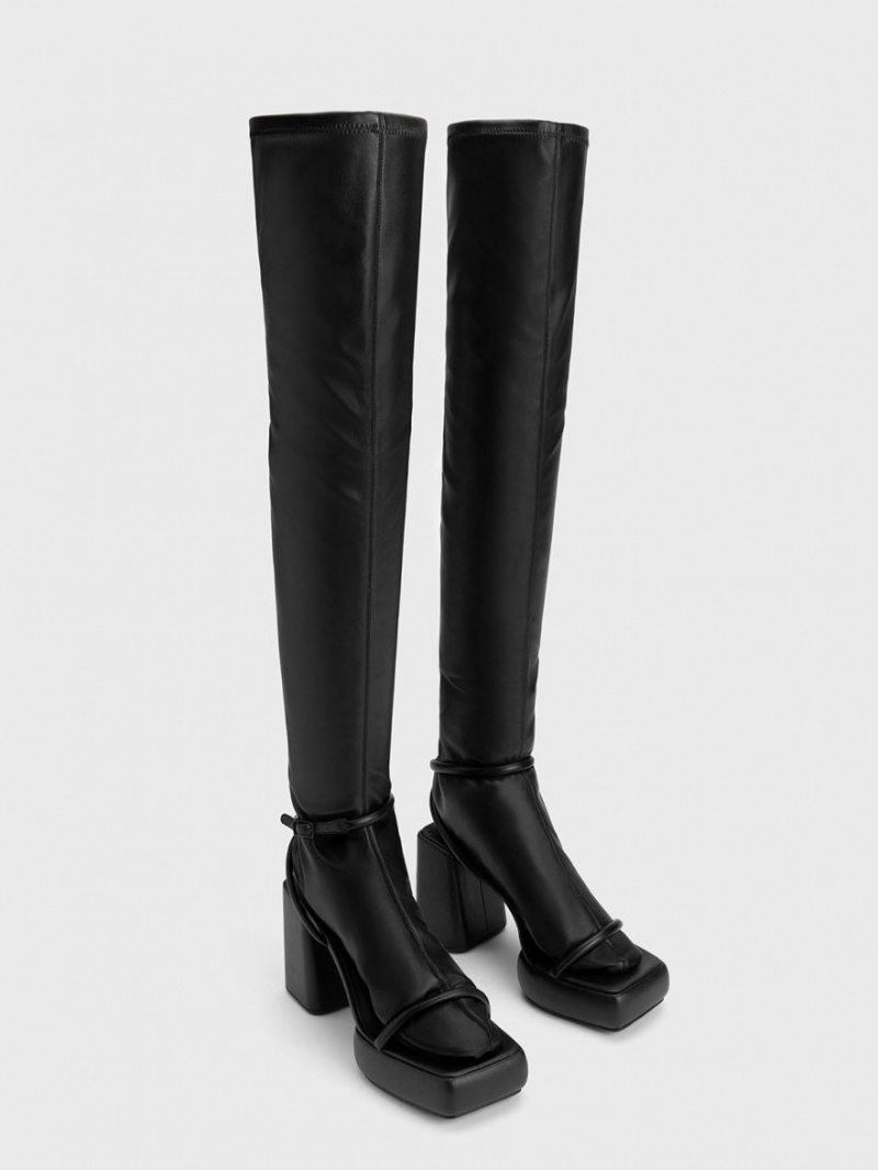 Charles And Keith Lucile Thigh High Boots Black | PHILIPPINES L457