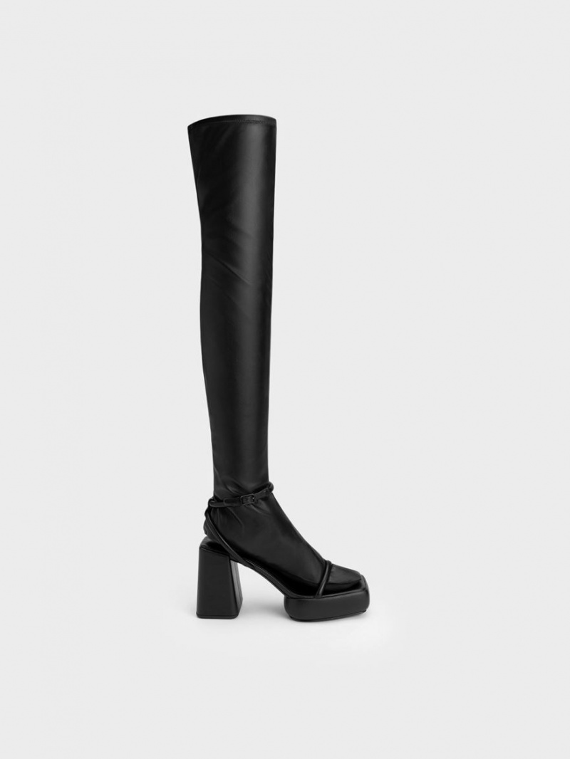 Charles And Keith Lucile Thigh High Boots Black | PHILIPPINES L457