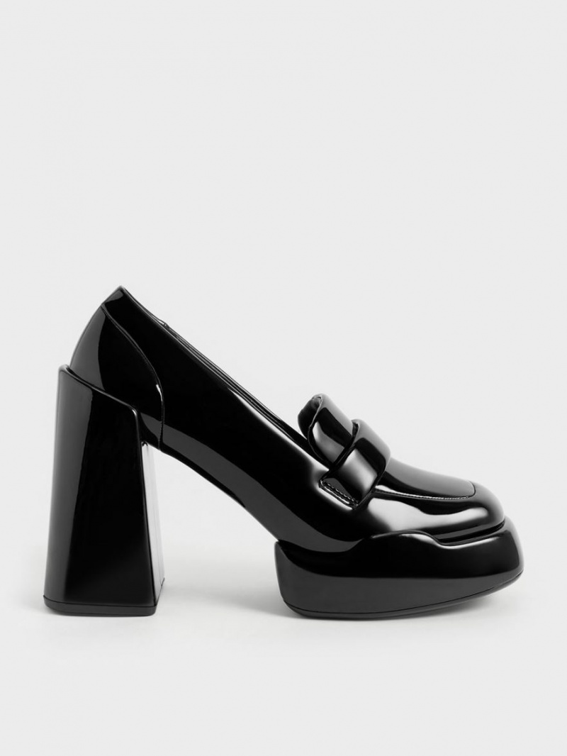 Charles And Keith Lula Patent Loafer Pumps Black | PHILIPPINES T173