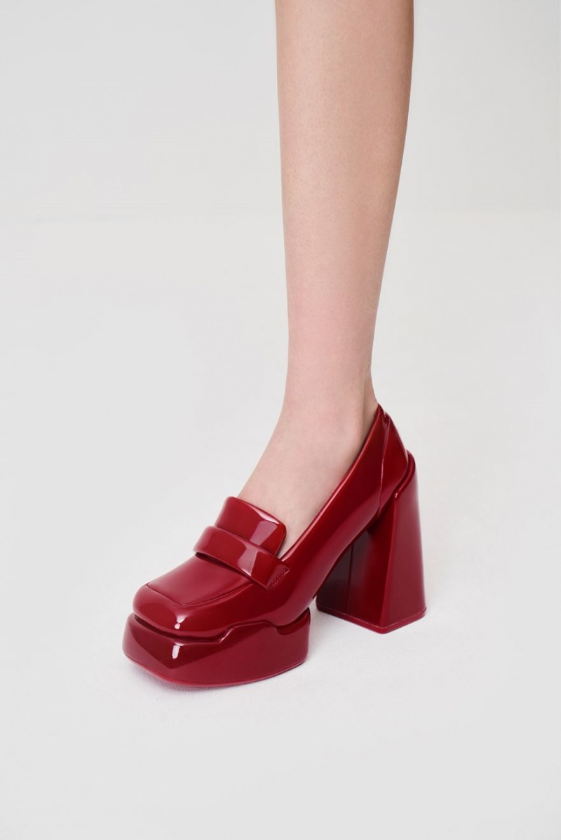 Charles And Keith Lula Patent Loafer Pumps Red | PHILIPPINES L493