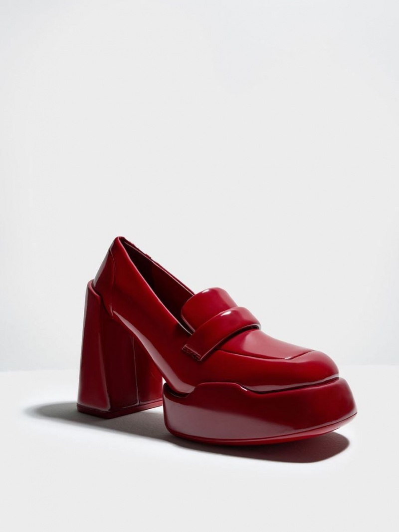 Charles And Keith Lula Patent Loafer Pumps Red | PHILIPPINES L493