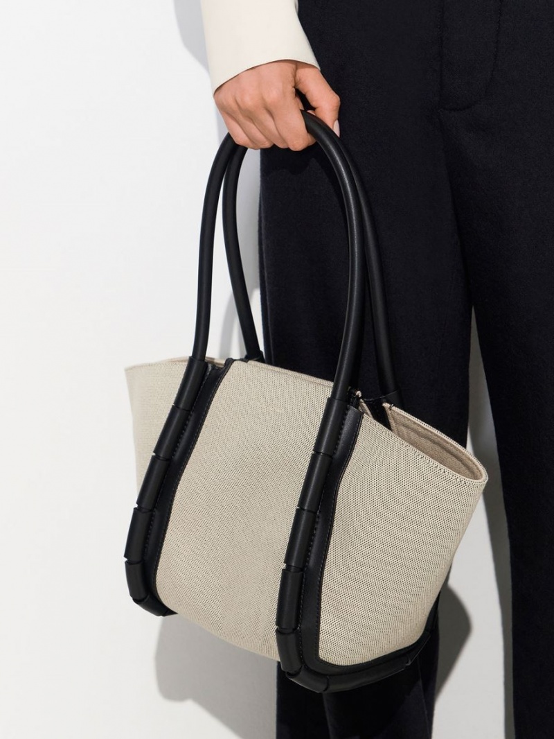 Charles And Keith Machina Canvas Tote Bags Mint | PHILIPPINES N236