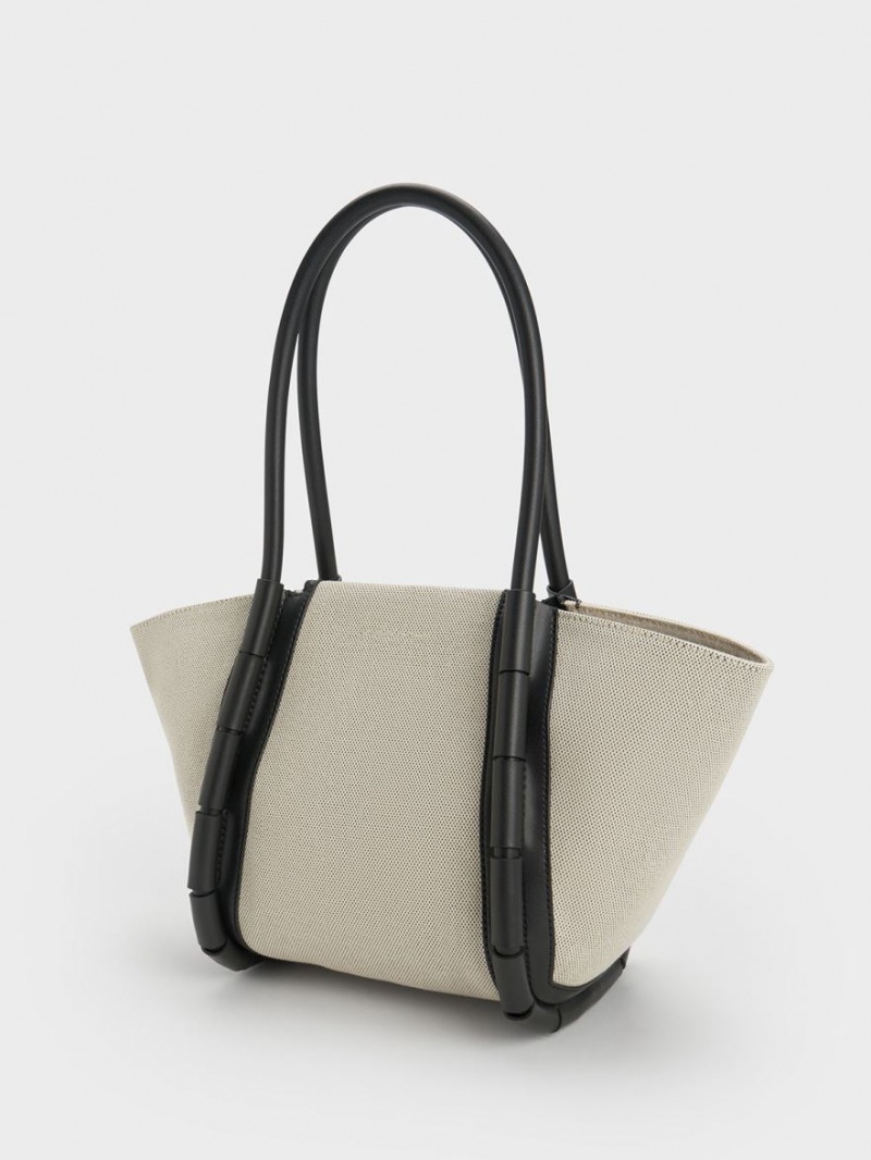 Charles And Keith Machina Canvas Tote Bags Mint | PHILIPPINES N236