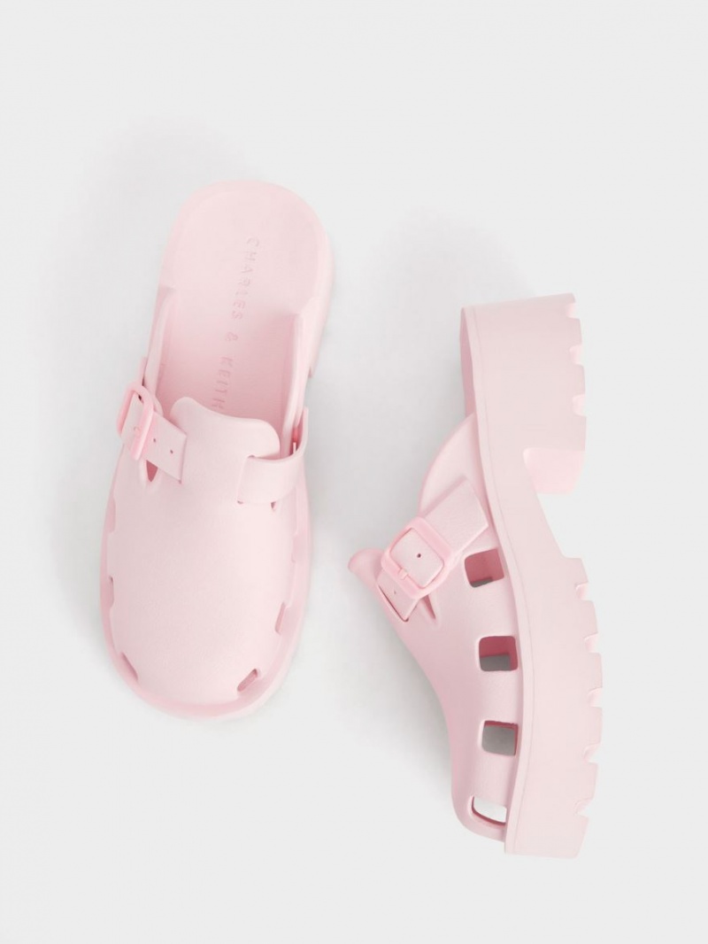 Charles And Keith Mae Buckled Platform Mules Light Pink | PHILIPPINES B905