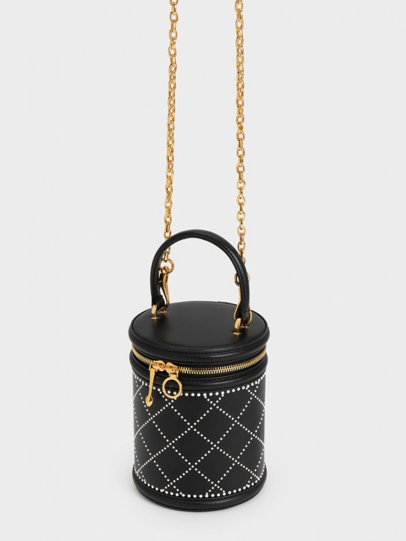 Charles And Keith Marietta Bead-Embellished Bucket Bags Black | PHILIPPINES G926