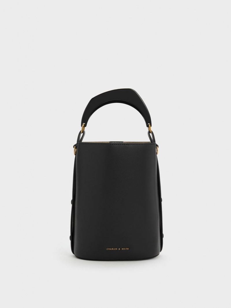 Charles And Keith Marlin Acrylic Handle Bucket Bags Black | PHILIPPINES B302